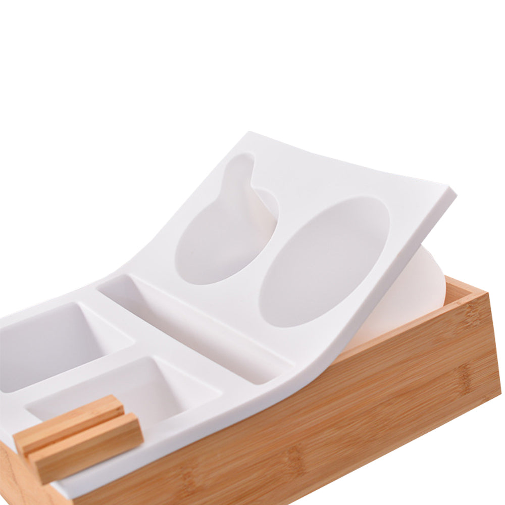Couch Cup Holder Tray Silicone Bamboo Couch Caddy Rotatable Phone Holder White