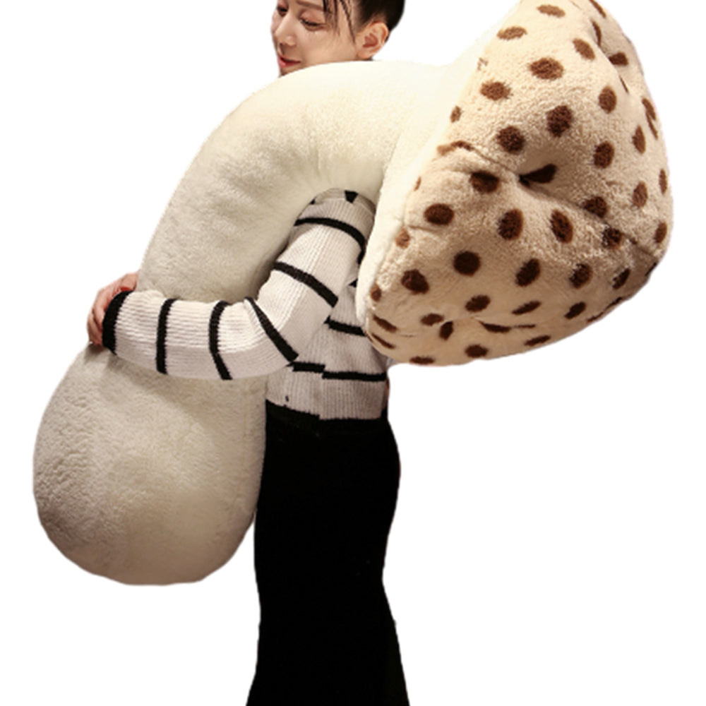 100cm Mushroom Plush Body Pillow Mushroom Shaped Stuffed Long Throw Pillow Brown