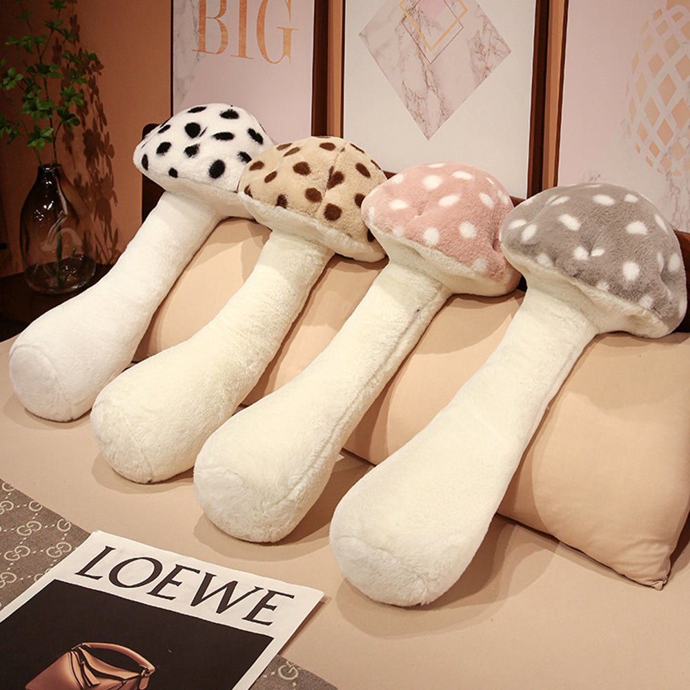 80cm Mushroom Plush Body Pillow Mushroom Shaped Stuffed Long Throw Pillow White
