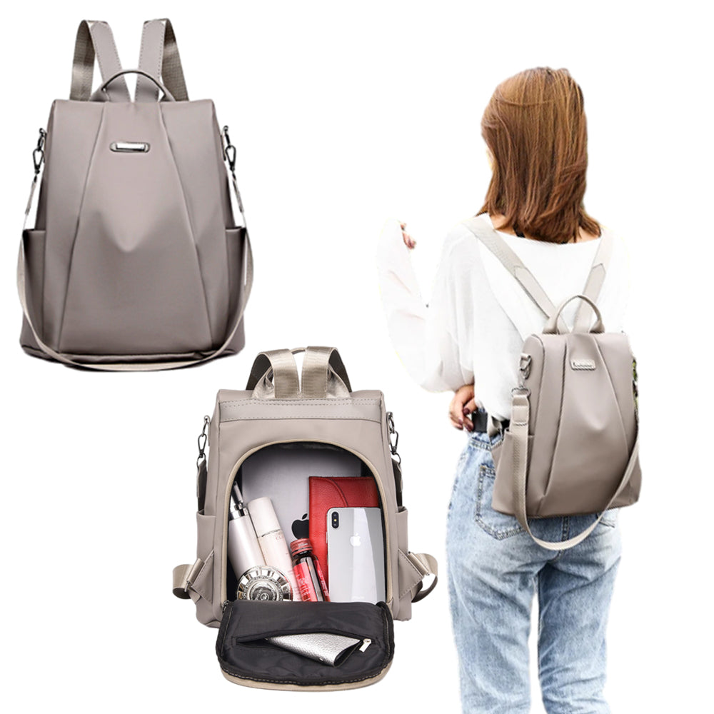 Women Anti-Theft Backpack Water-Resistant School Shoulder Bag Handbag Khaki