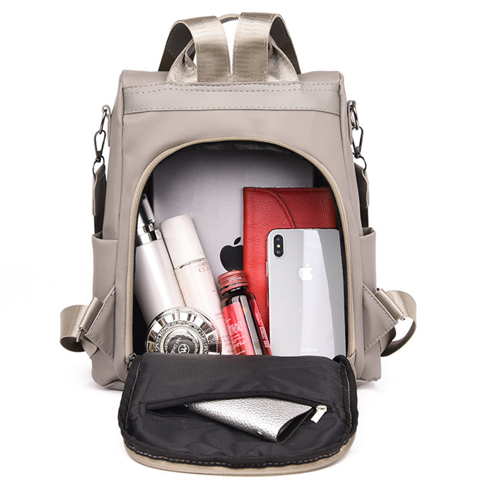 Women Anti-Theft Backpack Water-Resistant School Shoulder Bag Handbag Khaki