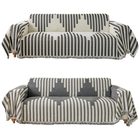 180x230cm Reversible Chenille Sofa Cover Double Sided Couch Protector Black