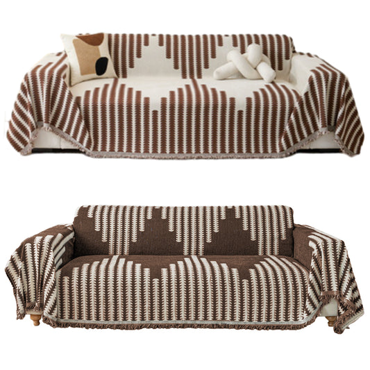 180x230cm Reversible Chenille Sofa Cover Double Sided Couch Protector Coffee