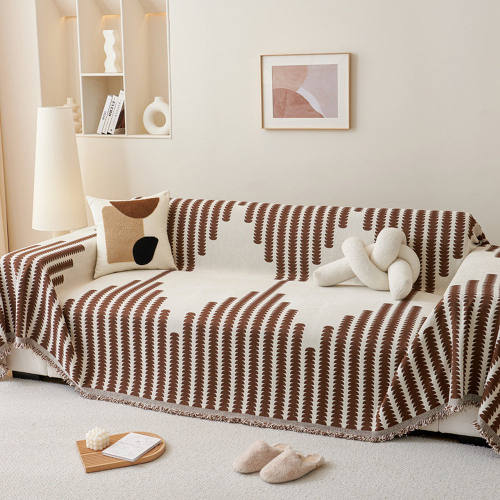 180x260cm Reversible Chenille Sofa Cover Double Sided Couch Protector Coffee