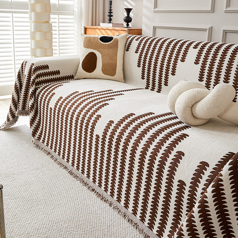 180x230cm Reversible Chenille Sofa Cover Double Sided Couch Protector Coffee