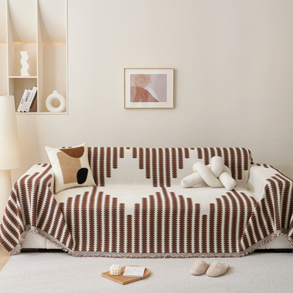 180x260cm Reversible Chenille Sofa Cover Double Sided Couch Protector Coffee