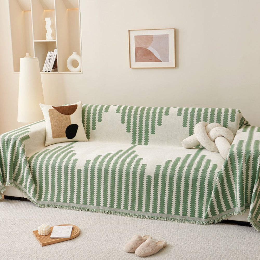 180x180cm Reversible Chenille Sofa Cover Double Sided Couch Protector Green