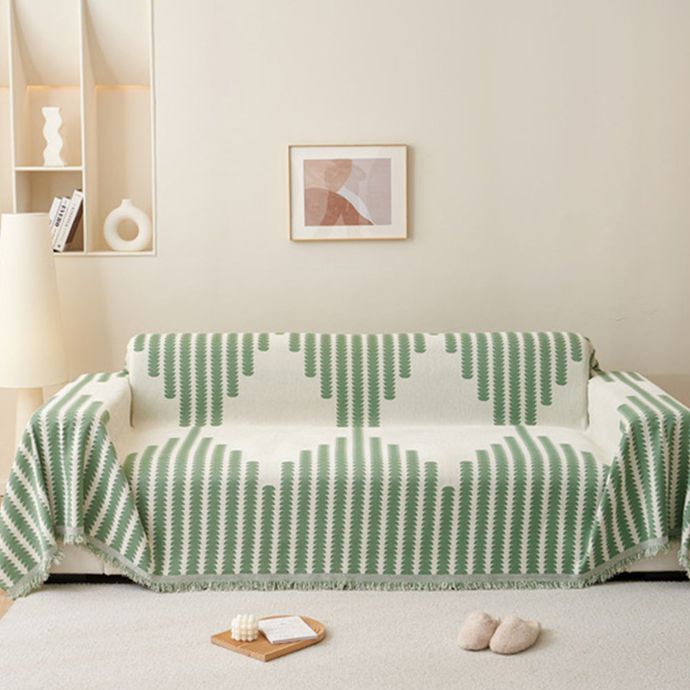 130x180cm Reversible Chenille Sofa Cover Double Sided Couch Protector Green