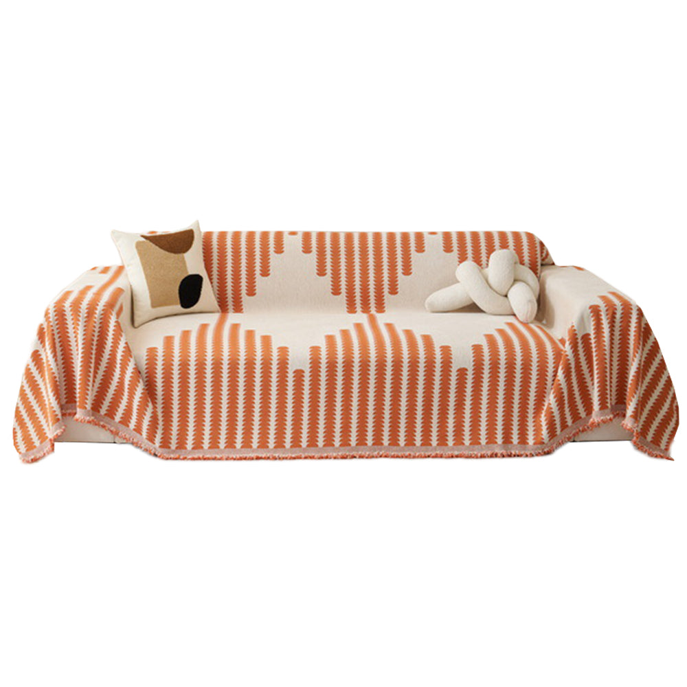 130x180cm Reversible Chenille Sofa Cover Double Sided Couch Protector Orange