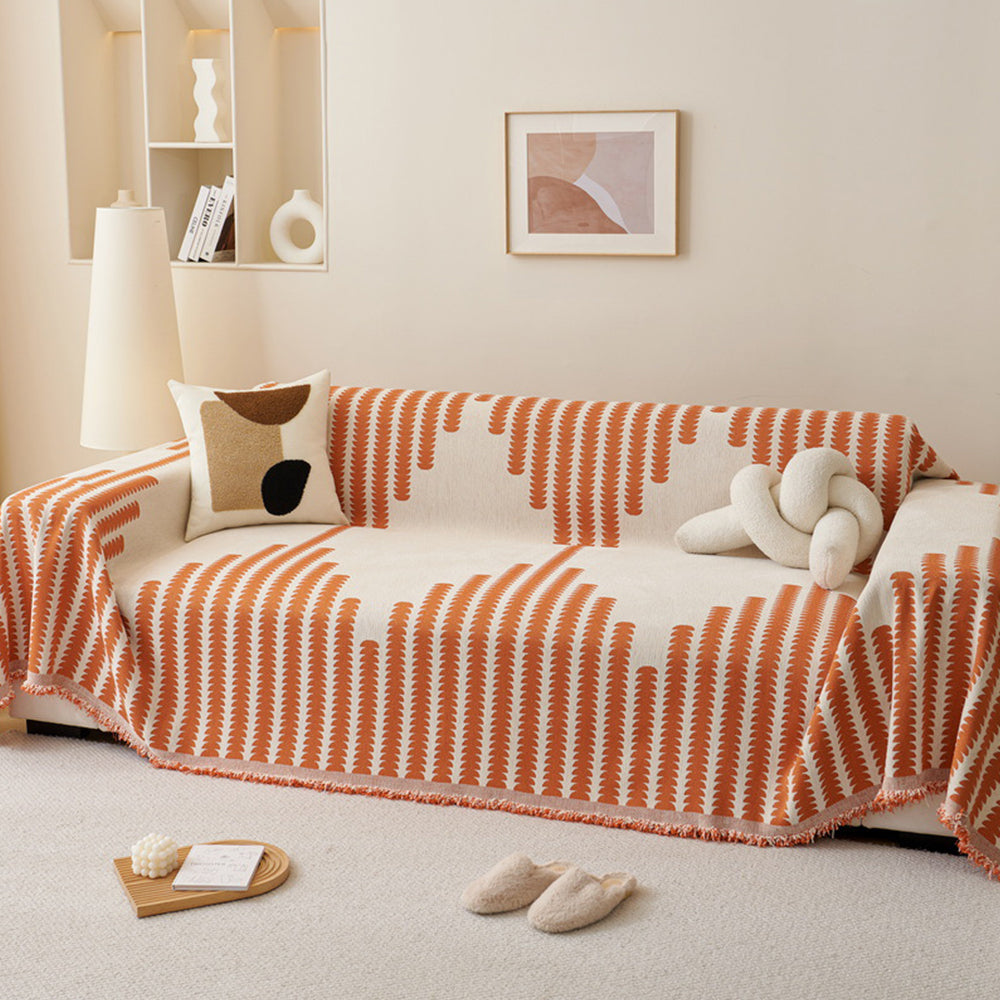 130x180cm Reversible Chenille Sofa Cover Double Sided Couch Protector Orange