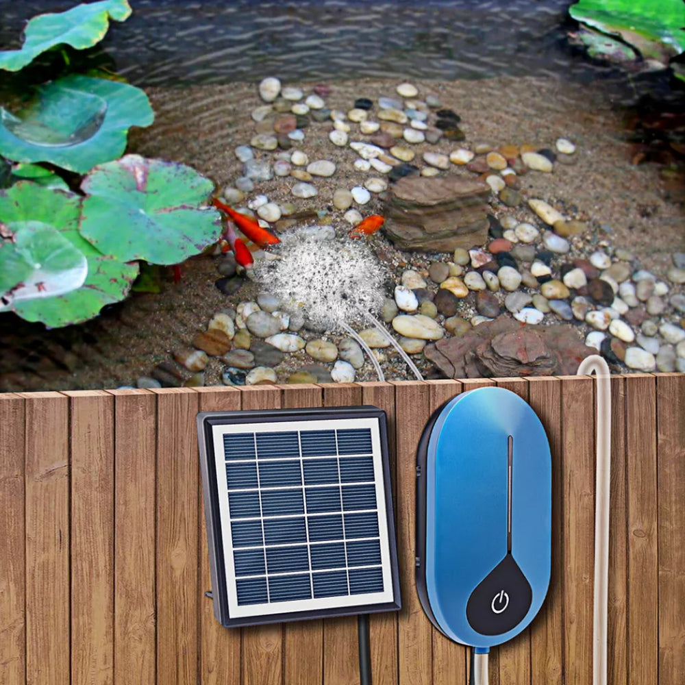 Auto Solar Powered Oxygenator Air Pump USB Fish Tank Pond Pool Oxygen Aerator