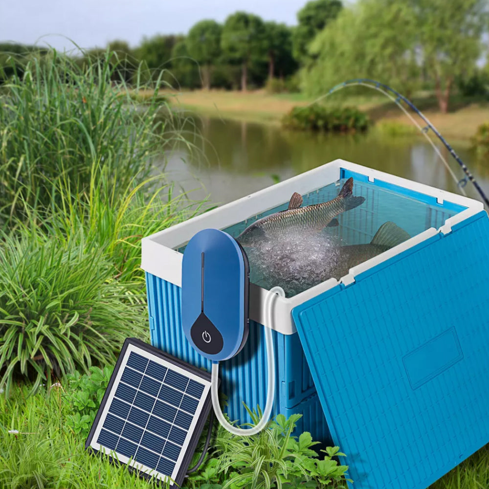 Auto Solar Powered Oxygenator Air Pump USB Fish Tank Pond Pool Oxygen Aerator