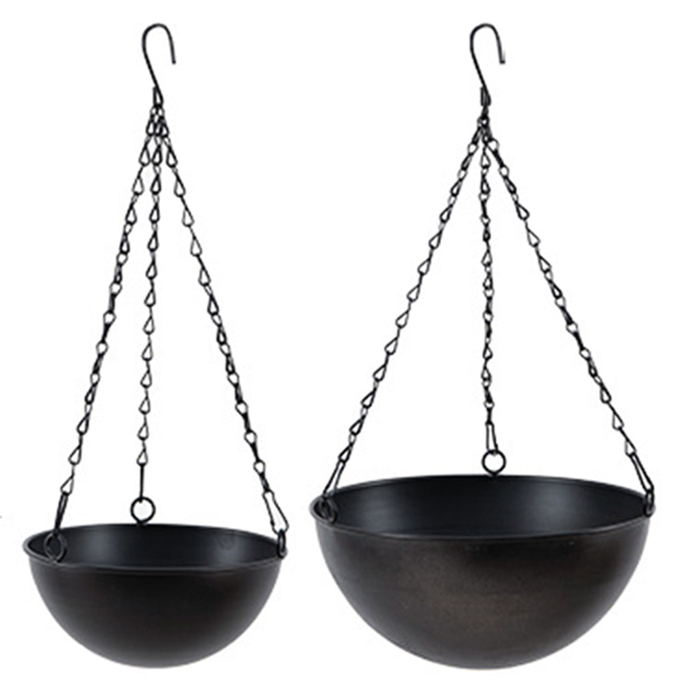 2Pcs Iron Hanging Planter Metal Flower Pots Outdoor Indoor Garden Planters Black