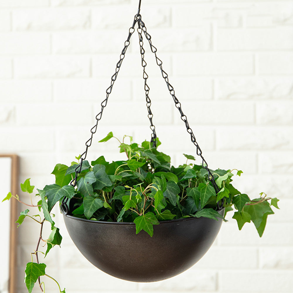 2Pcs Iron Hanging Planter Metal Flower Pots Outdoor Indoor Garden Planters Black