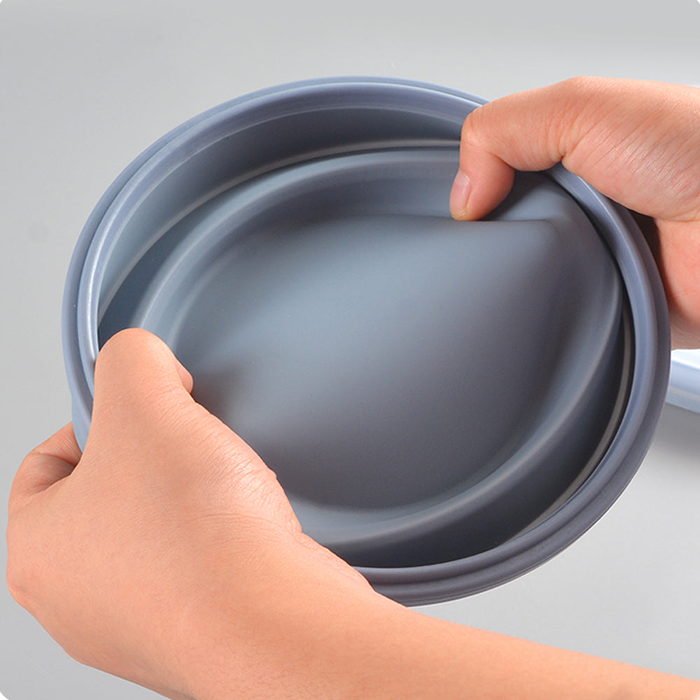 4Pcs Silicone Collapsible Food Storage Containers with Lid Microwave Safe Blue