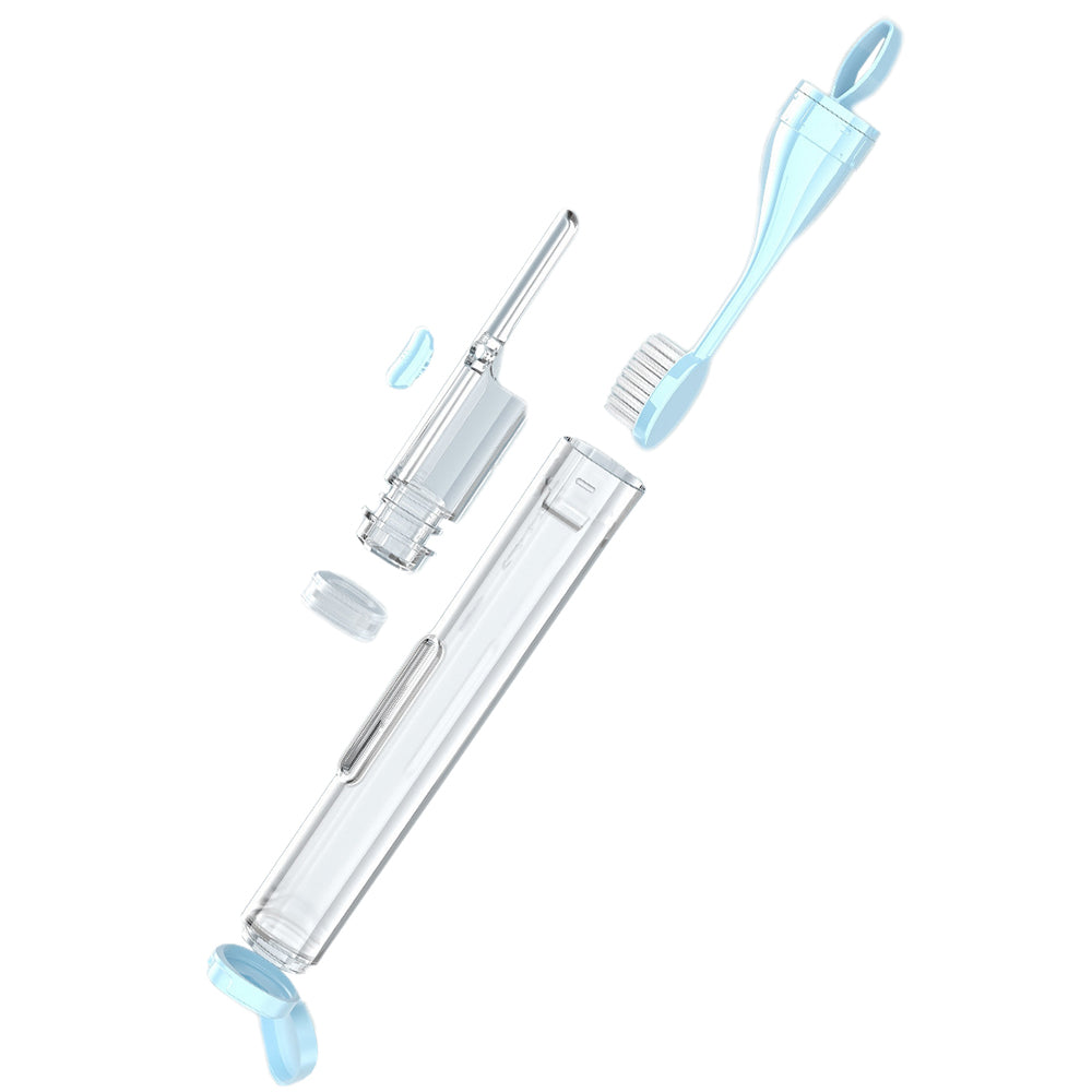 2Pcs Toothbrushes Kit Fold Travel Size Built-in Travel Toothpaste Container