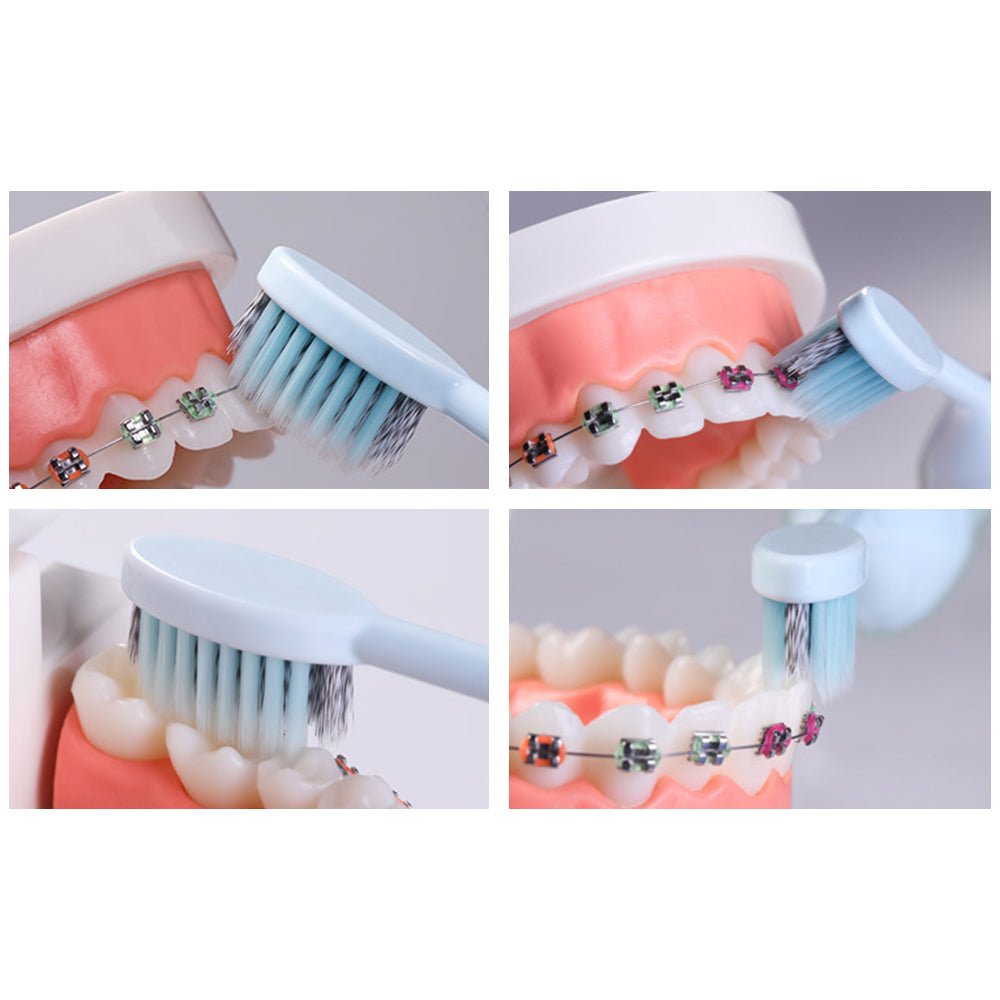 2Pcs Toothbrushes Kit Fold Travel Size Built-in Travel Toothpaste Container