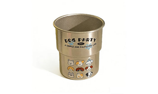 Dog Pattern Travel Mouthwash Cup Stainless Steel Rinsing Cup Drinking Water Cup