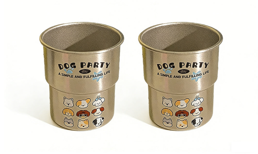 Dog Pattern Travel Mouthwash Cup Stainless Steel Rinsing Cup Drinking Water Cup