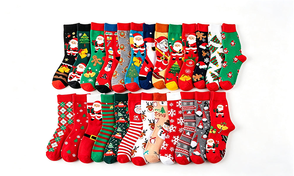 12 Pairs Christmas Socks Advent Calendar with 24 Day Countdown Gift Box