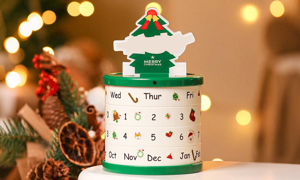 Christmas Apple Gift Box with Rotating Calendar and Storage Compartment