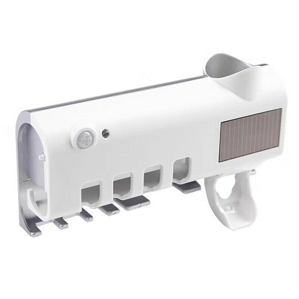 Solar Powered Automatic Toothpaste Dispenser Toothbrush Holder with UV Steriliser Squeezers