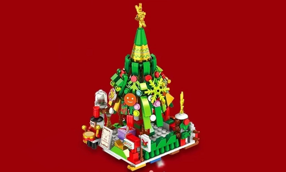 Christmas Advent Calendar Building Blocks for Adults Featuring Tree Reindeer and Sleigh Train