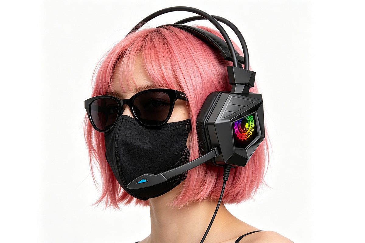 Wired RGB Gaming Headset with Microphone 3.5mm USB for PC PS5 Xbox