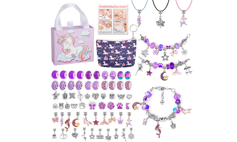 DIY Kids Bracelet Making Kit with Charms and Beads Jewelry Set for Girls Gifts