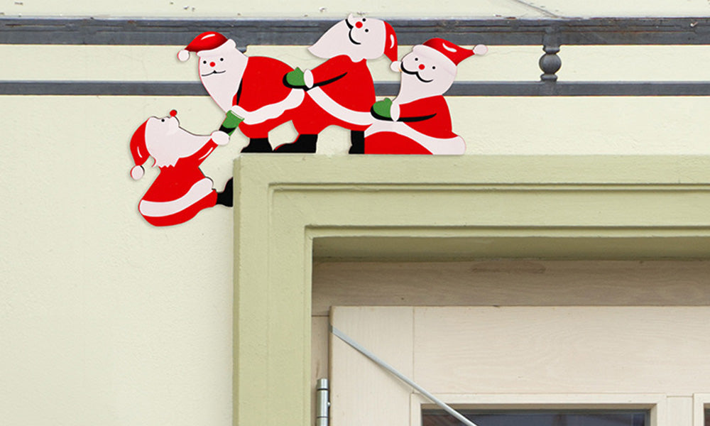 2 PCS Christmas Door Frame Decor Pair Penguin Santa Reindeer