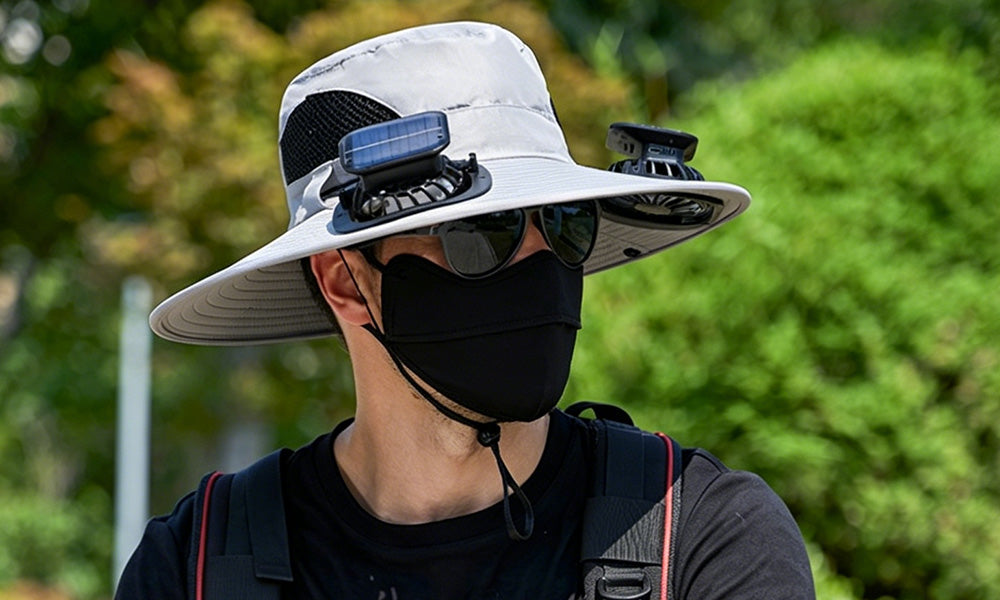 Solar Fan Hat Wide Brim Sun Hat with Cooling Fan for Outdoor Use