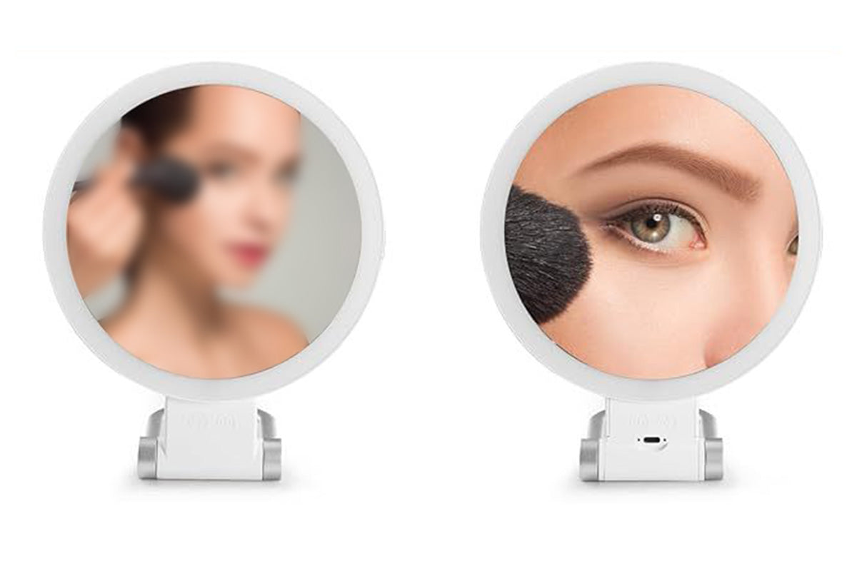 1X/30X Magnifying Makeup Foldable Double Sided Mirror with 3 Color Lights