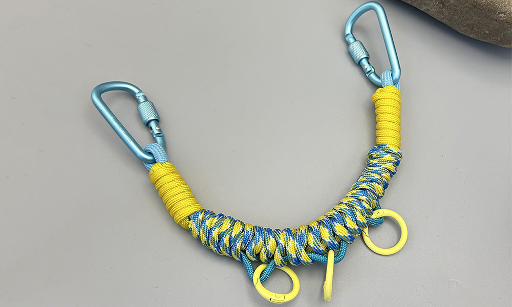 3 PCS Handwoven Paracord Backpack Gear Hanger Chains with Carabiners
