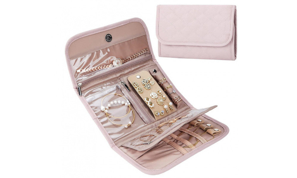 2 PCS Foldable Roll Up Earring and Jewelry Organizer Travel Bags