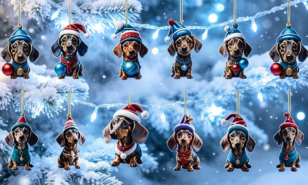 24 Day Christmas Advent Calendar Dachshund Acrylic Hanging Decorations
