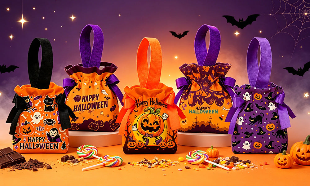 5 PCS Halloween Pumpkin Canvas Candy Gift Bags