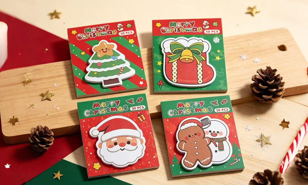8/12 PCS Die Cut Christmas Sticky Notes with Repositionable Adhesive