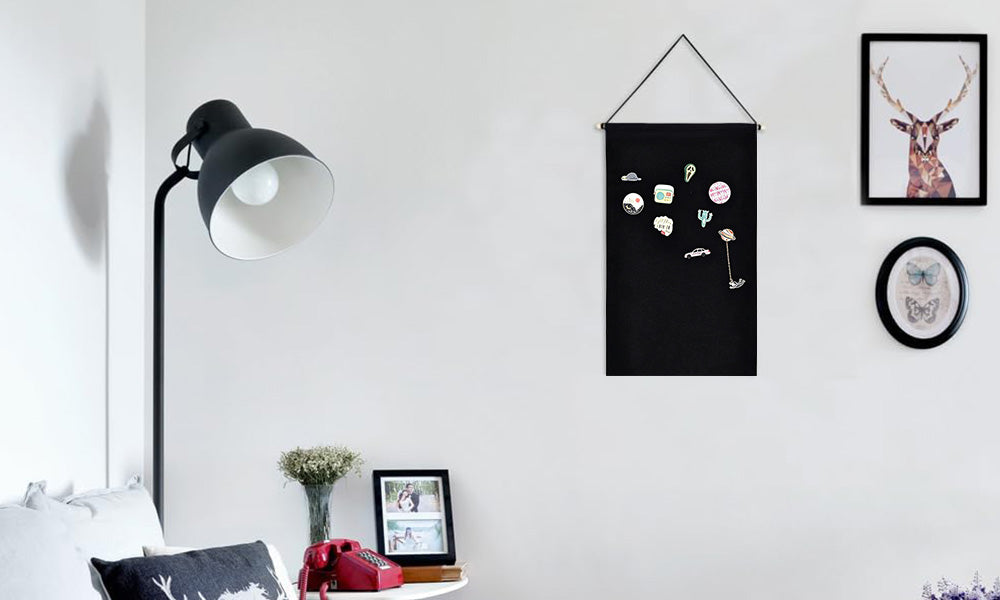 2 Piece Canvas Pin Badge Organizer Display Banners for Wall Hanging