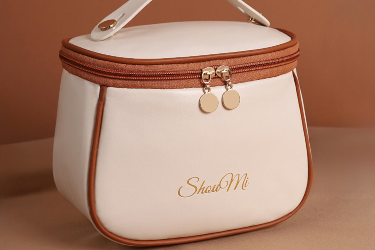 Large Capacity Waterproof PU Travel Makeup Bag Cosmetic Organizer with Brush Holder