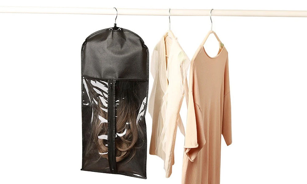 2 PCS Nonwoven Wig Storage Bags with Transparent Windows and Hanger
