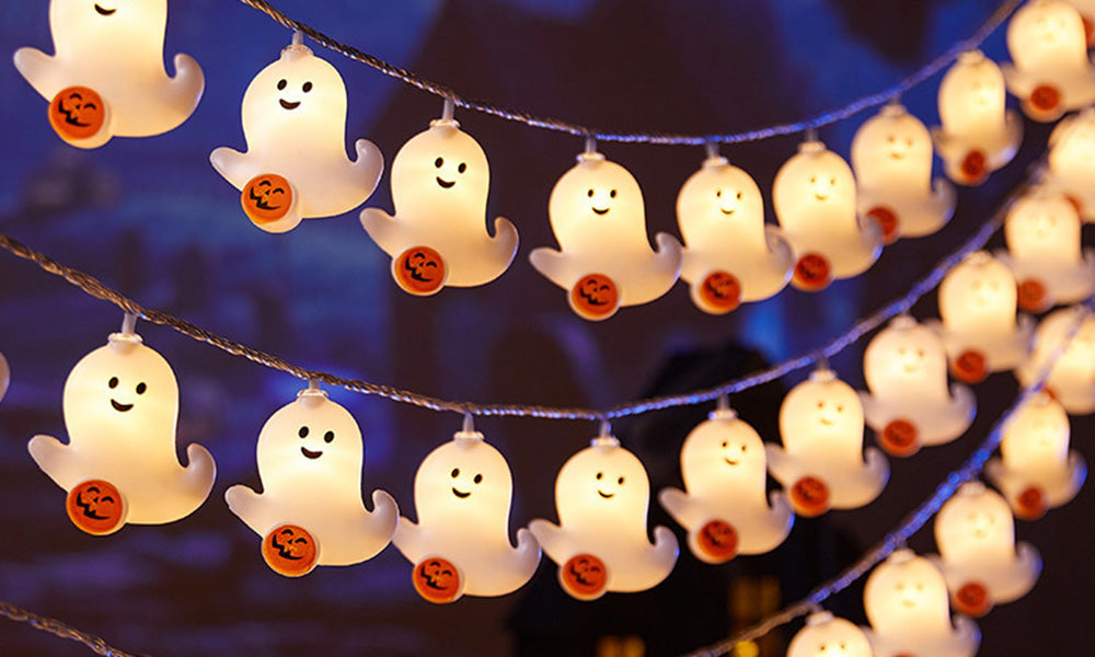 USB Halloween Ghost LED String Lights 4 Point 5m 30 Bulbs Decoration