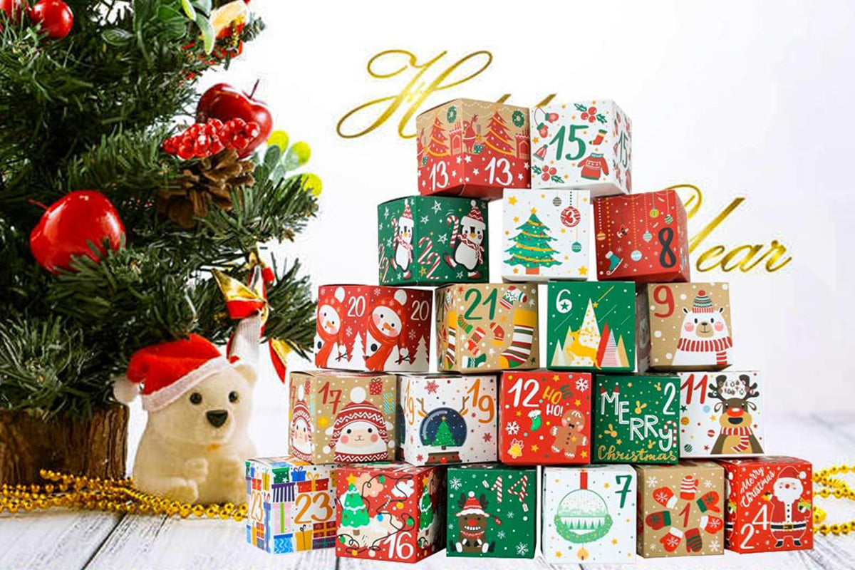 24Pcs DIY Christmas Theme Packing Box for Candy Make Your Own Advent Calendar