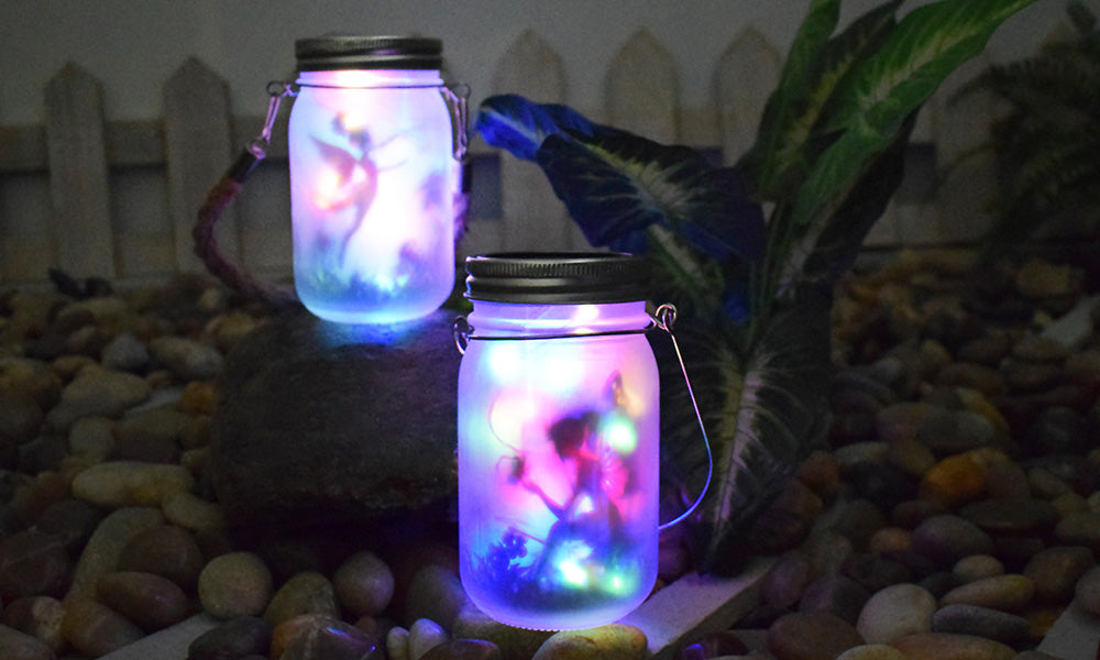 2Pcs Solar Fairy Jars Outdoor Garden Decorative Lights