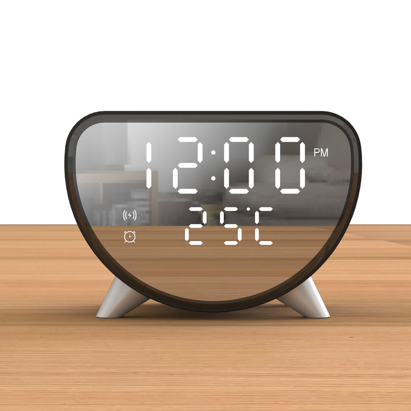 Wireless Charging Desk Clock with Temperature Display and Alarm
