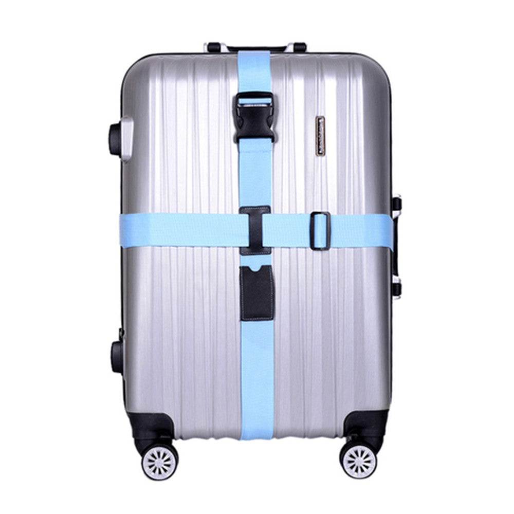2Pcs Cross Luggage Strap Suitcase Strap Adjustable Suitcase Belt - Blue+Yellow