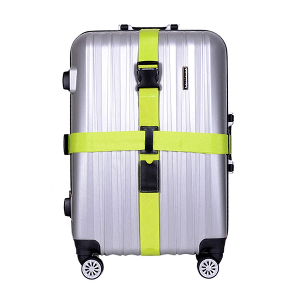 2Pcs Cross Luggage Strap Suitcase Strap Adjustable Suitcase Belt - Green+Orange
