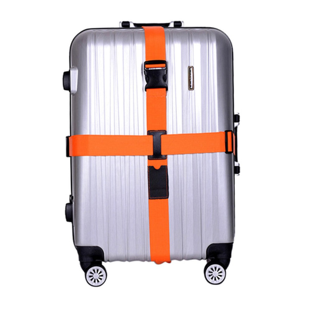 2Pcs Cross Luggage Strap Suitcase Strap Adjustable Suitcase Belt - Green+Orange