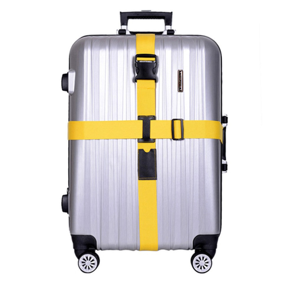 2Pcs Cross Luggage Strap Suitcase Strap Adjustable Suitcase Belt - Blue+Yellow