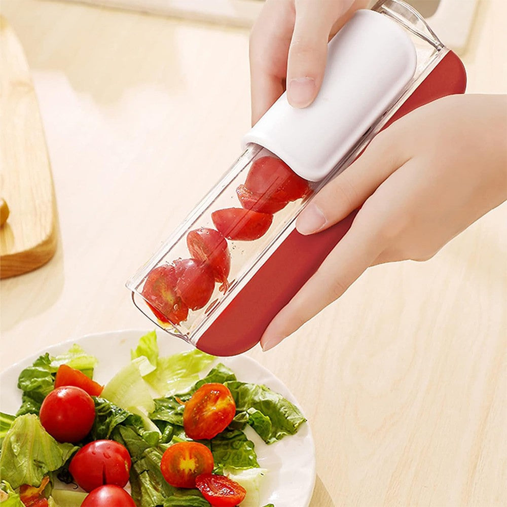 Tomato Slicer Multipurpose Small Fruit Slicer Grapes Cutter - Red