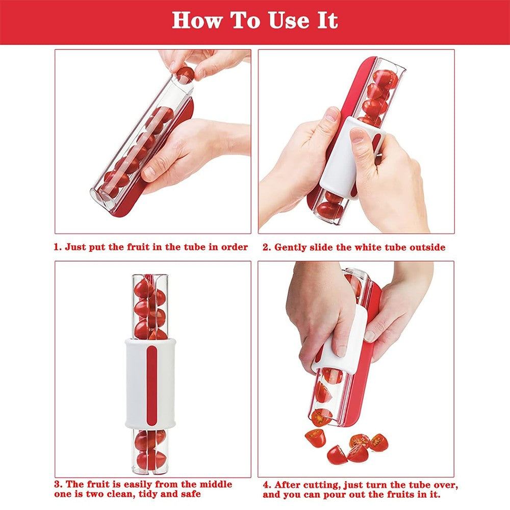 Tomato Slicer Multipurpose Small Fruit Slicer Grapes Cutter - Red